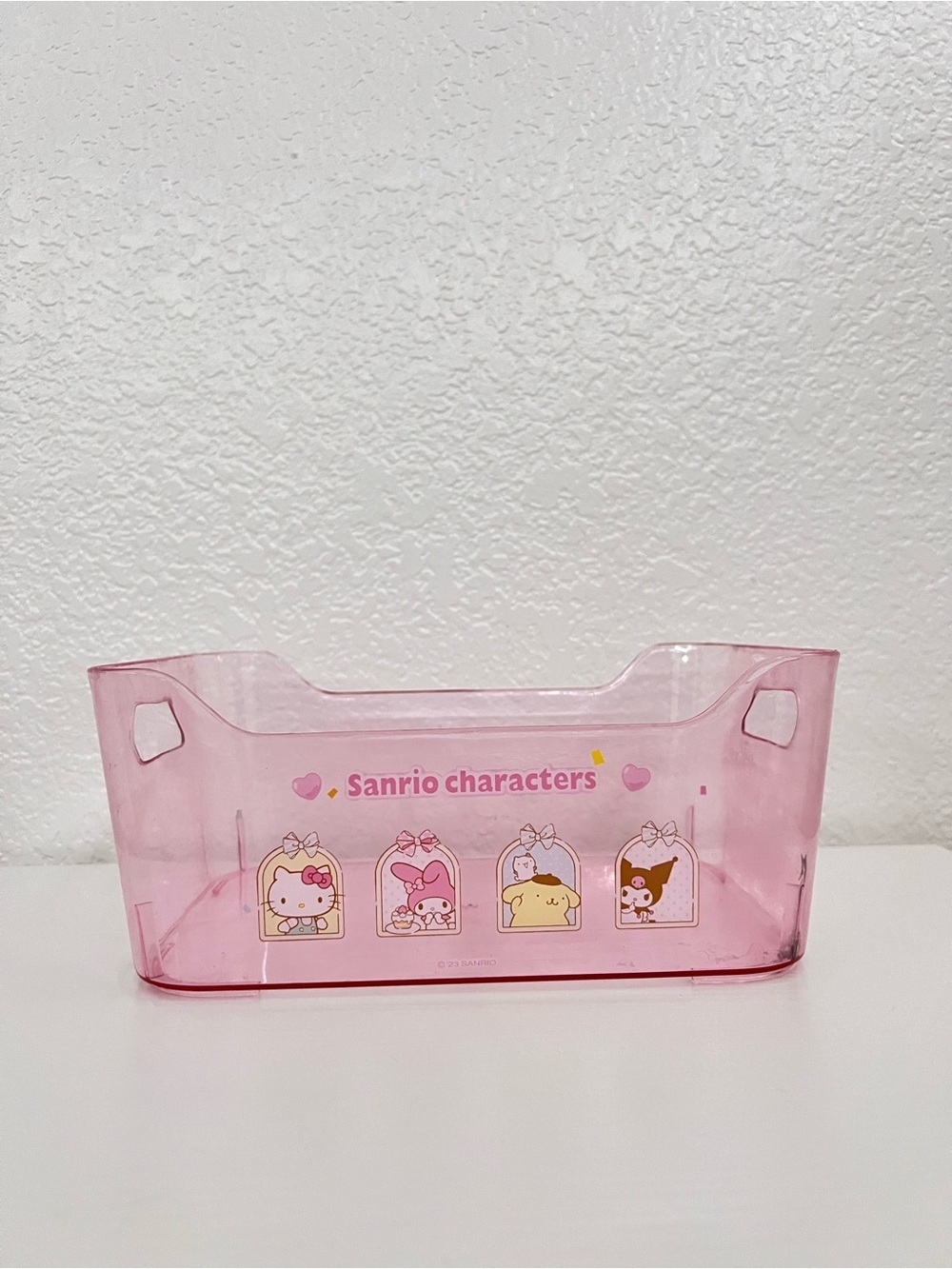 Sanrio Characters Pink Storage Bin Hello Kitty My Melody Kuromi Pompompurin